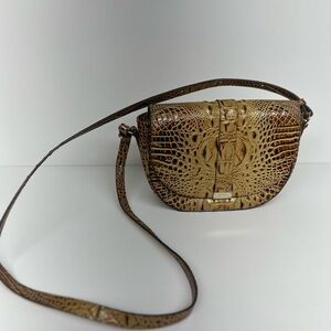 Brahmin Tan Crossbody Bag with Exotic Texture